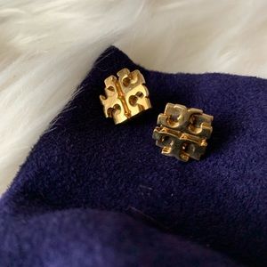 New Tory Burch X-Large Gold Logo Earrings